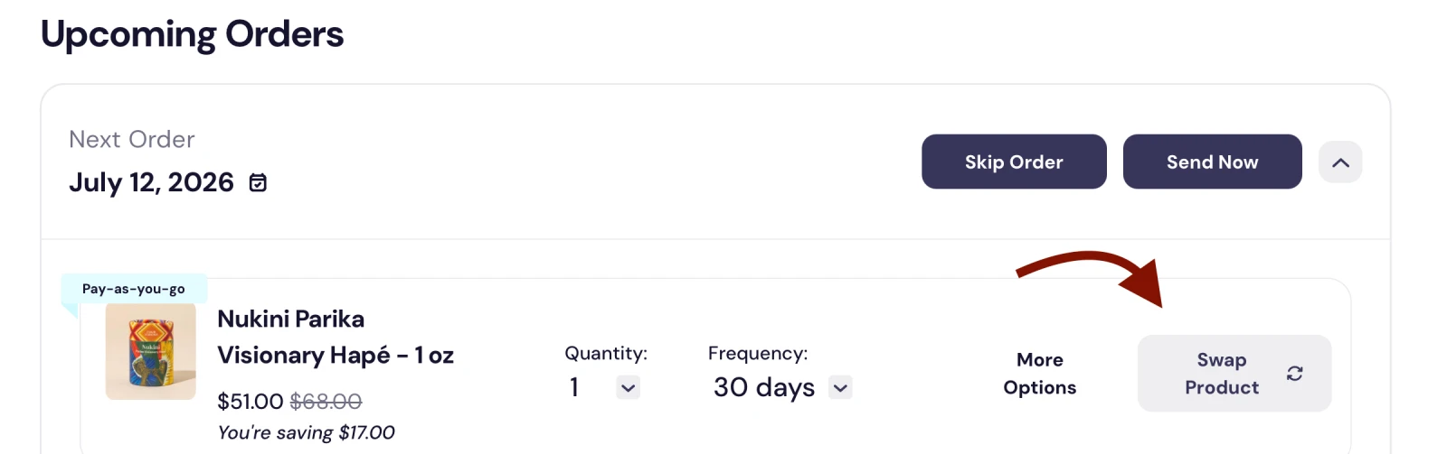 Swap a product in your subscription