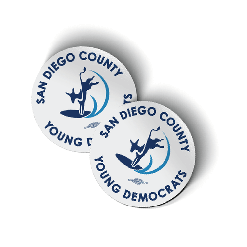 SD County Young Dems (3.5" x 3.5" Vinyl Sticker -- Pack of Two!)