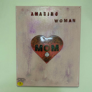 Mom - Amazing Woman - Red on Pink Wall Art