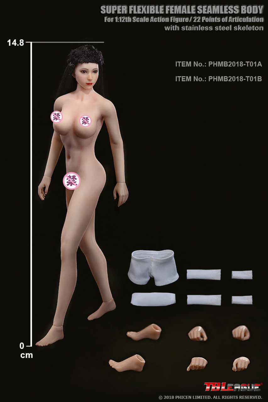 TBLeague 1:12 Scale female Seamless Body With Metal Skeleton Wheat-colored  Skin Tone T01B
