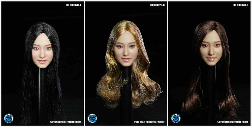 SUPER DUCK SDH020 1/6 Scale Girl Long Hair Asian Head Sculpt SDH020