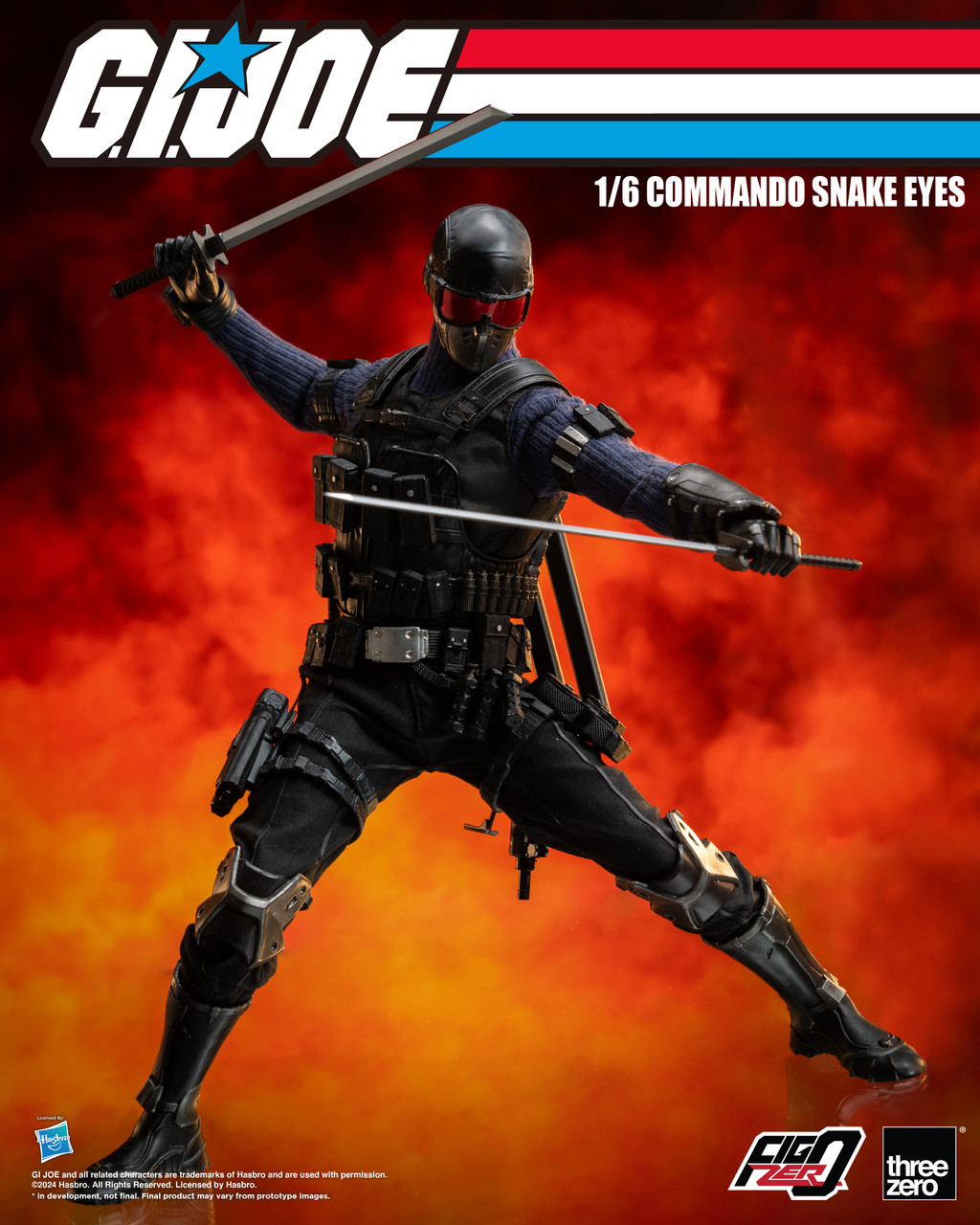 Threezero G.I. Joe Snake Eyes 1/6 Scale – Action Figure Da Collezione 30 Cm – Con Accessori E Armi – Hasbro