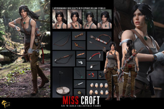 MTTOYS MTT022 Miss‑Croft 1/6 Scale Figure | Two Head Sculpt Set
