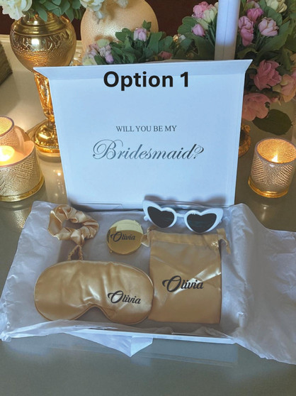 Bridesmaid Gift Box – Custom Satin Sleep Set & Accessories