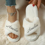 Personalised Faux Fur Slippers - for Bride & Bridesmaids