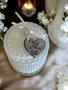 Extra Large Diamond Wedding Favour Candle with Engraved Walnut Tone Tone Wooden Heart Tag – Keepsake Gift