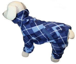 Blue Argyle Turtleneck Fleece Dog Pajamas /Jumpsuit Klippo