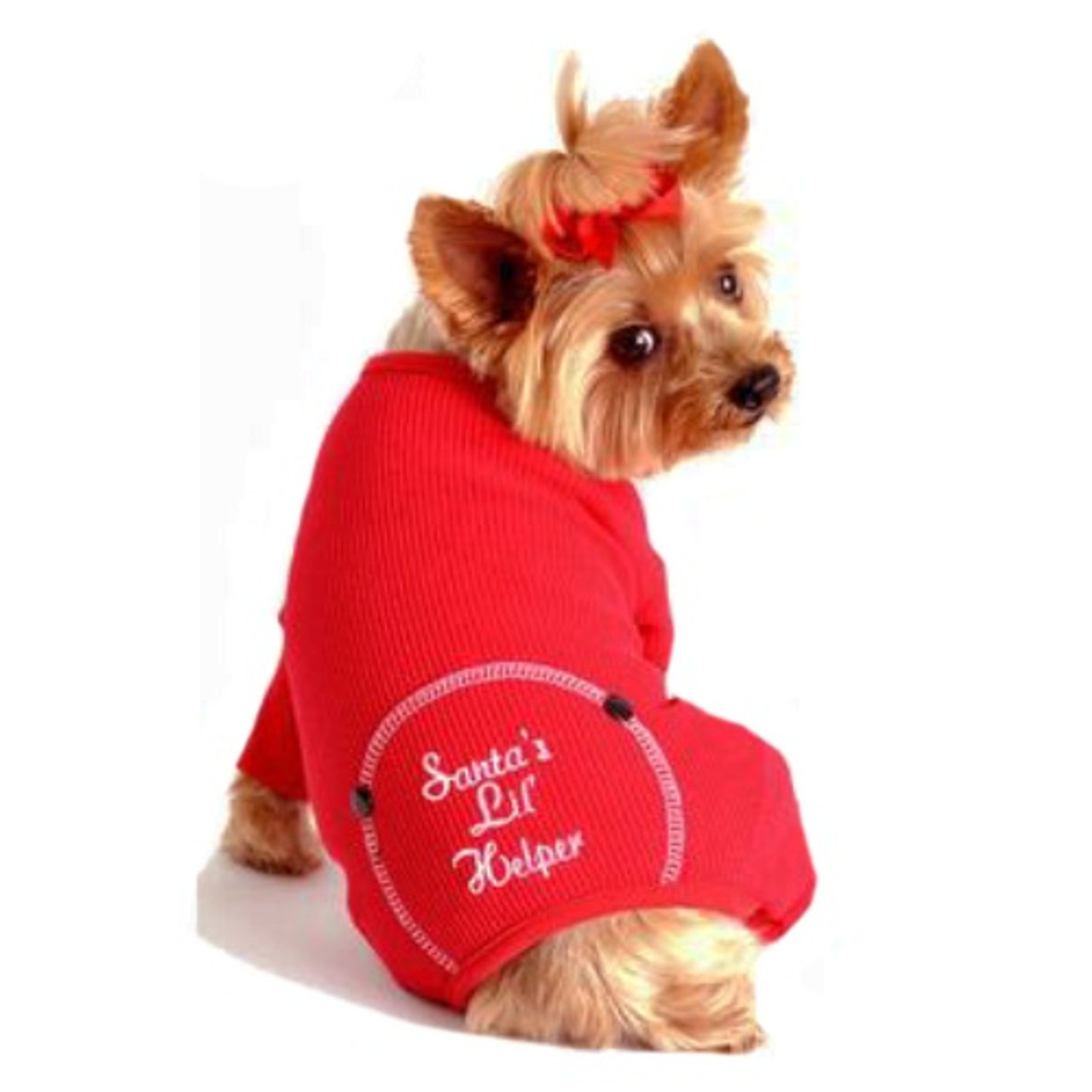 Santa's Lil' Helper Red Thermal Dog Pajamas