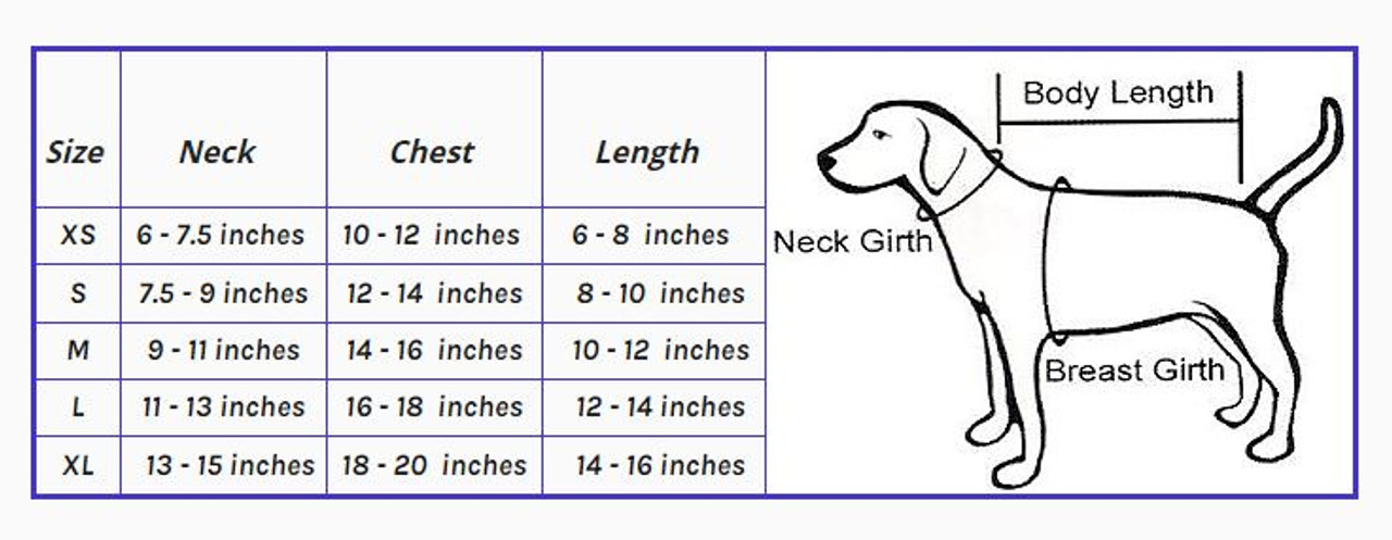 Dog Sweater Size Chart By Breed