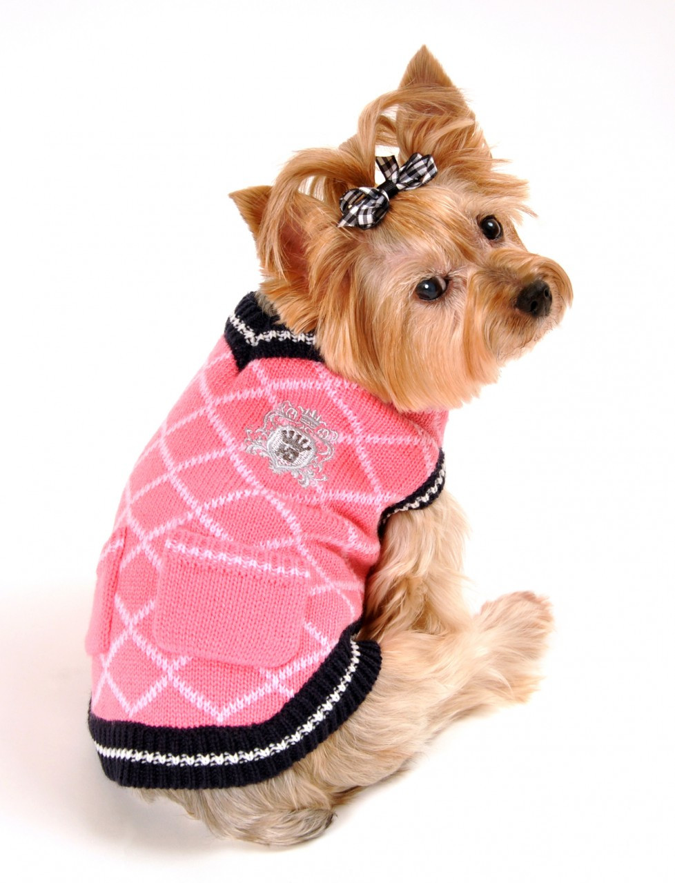 pink dog sweater large