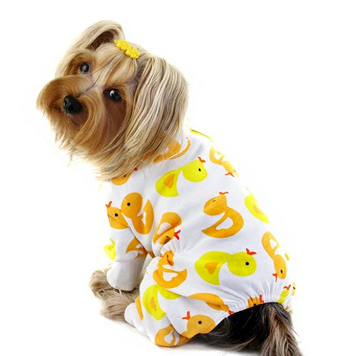 Yellow Ducky Cotton Knit Dog Pajamas Klippo at PupRwear