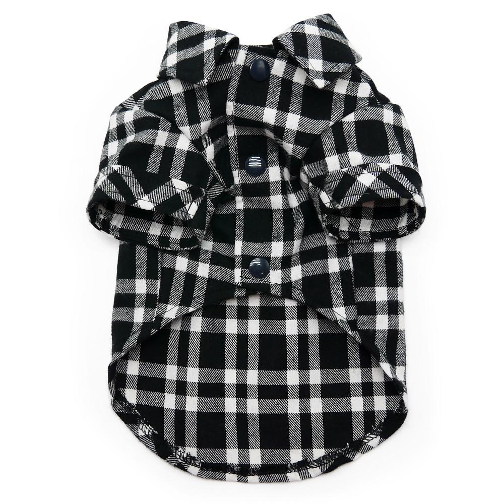 Black Plaid Flannel Button Down Dog 