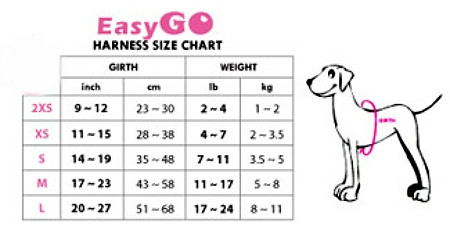 k9 harness size chart
