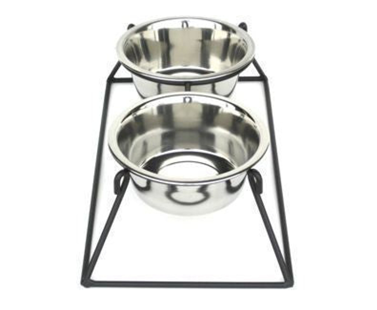 Pyramid Elevated Double Dog Feeder - Extra Large-Black