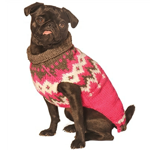 Hot Pink Alps Hand Knit Dog Sweater 