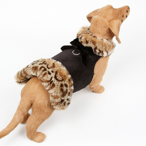 Savannah Fur Dog Coat Velvet Bow Choose Color1