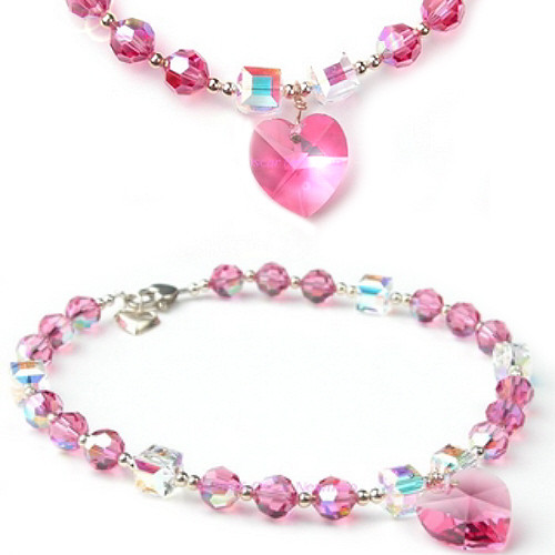 Pink Ice Crystal Heart Pendant Dog Necklace Oscar Newman