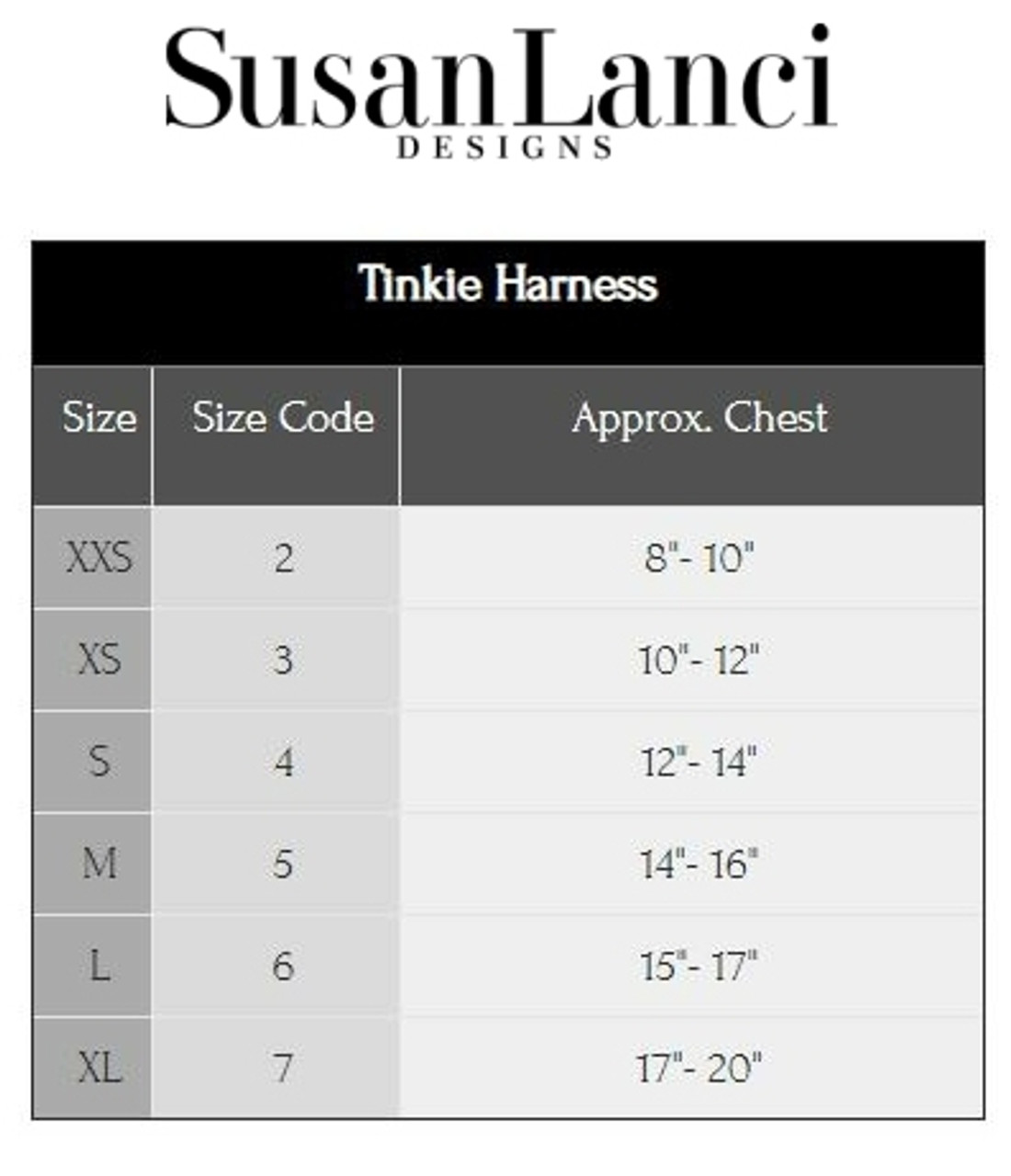 Harness Measurement Chart