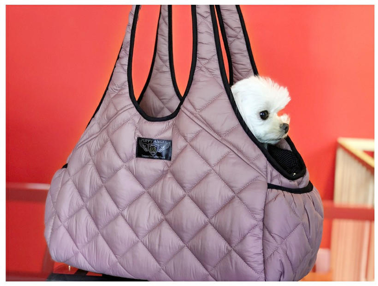 Puppy Angel Luxury Quilted Shoulder Bag (long shoulder) - Mauve Pink