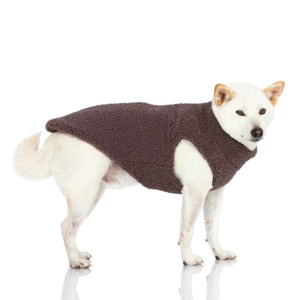 Plush Fuzzy Sherpa Dog Vest - Warm Gray 