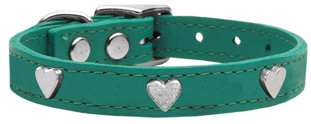 Pet Collar in Tiffany Blue Leather, Medium, Size: 11-14 in.