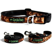 Dog Collar & Lead - Brown Camo - Made from Bike Tires