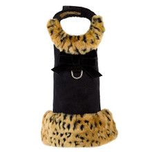 Susan Lanci Velvet Bow Black / Lynx Fur Dog Coat Harness