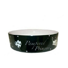 Pampered Princess Dog Bowl - Black