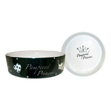 Pampered Princess Dog Bowl - Black