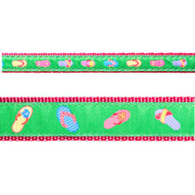 Dog Collar - Green Flip Flops - 1/2, 3/4 &1 1/4