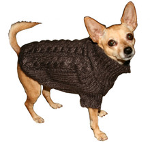 Angora Cable Knit Dog Sweater - Chocolate