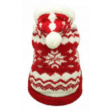 Red Snowflake Dog Hoodie By Hip Doggie - Size XS