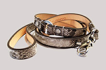 Faux Snakeskin & Sherpa Dog Harness and Leash