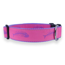 Dog Collar - Pink & Purple Fishbones - 1/2, 3/4, 1 1/4