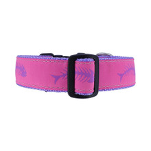 Dog Collar - Pink & Purple Fishbones - 1/2, 3/4, 1 1/4