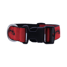 Dog Collar - Red & Black Fishbones - 1/2,  3/4 & 1 1/4
