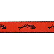 Dog Collar - Red & Black Fishbones - 1/2,  3/4 & 1 1/4