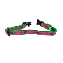 Dog Collar - Pink Shamrocks - 3/4 & 1 1/4