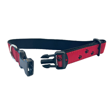 Dog Collar - Black Paws on Red - 1/2, 3/4 &1 1/4