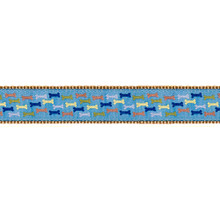 Cat or Dog Collar - Blue Multi-Colored Bones - 3/4 &1 1/4