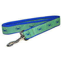 Dog Collar - Crabs Blue on Green - 3/4 & 1 1/4