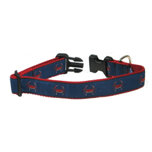 Dog Collar - Red Crabs on Blue - 3/4 & 1 1/4