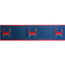 Dog Collar - Red Crabs on Blue - 3/4 & 1 1/4
