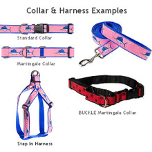 Dog Collar - Red Crabs on Blue - 3/4 & 1 1/4