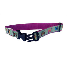 Dog Collar - Butterflies on Green - 3/4 & 1 1/4