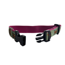 Dog Collar - Butterflies on Green - 3/4 & 1 1/4