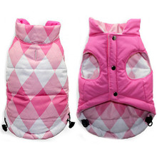 Reversible Pink Argyle Dog Puffer Vest Jacket