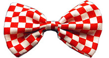 Checkered Red & White Dog Bow Tie