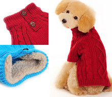 Classic Cable Knit Dog Sweater - Red