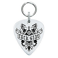 Rock Star Engravable Pewter Guitar Pick Dog ID Tag
